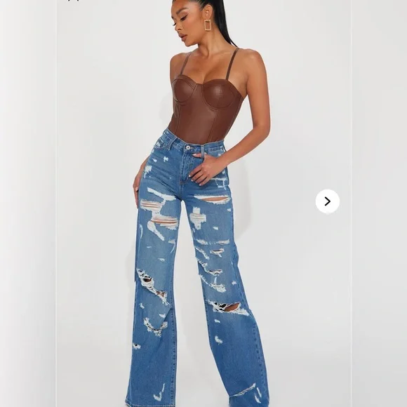 Super Destroyed Wide Leg Jeans - Picture 2 of 3